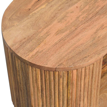 43" Oak Solid Wood Oval Coffee Table With Shelf HomeRoots
