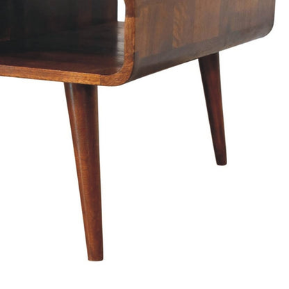 47" Chestnut Solid Wood Coffee Table With Two Drawers And Two Shelves HomeRoots