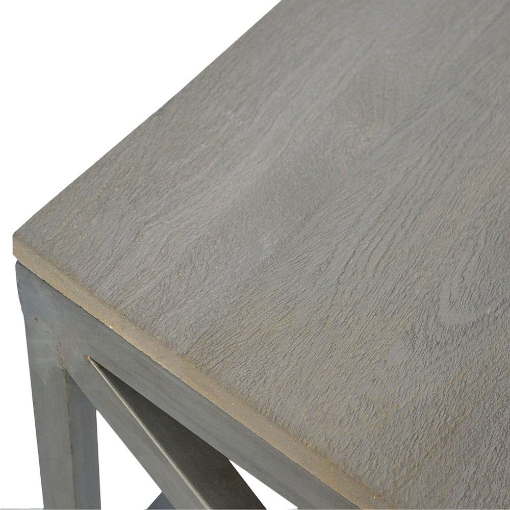 43" Natural and Black Solid Wood and Iron Coffee Table — view 4