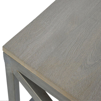43" Natural and Black Solid Wood and Iron Coffee Table HomeRoots