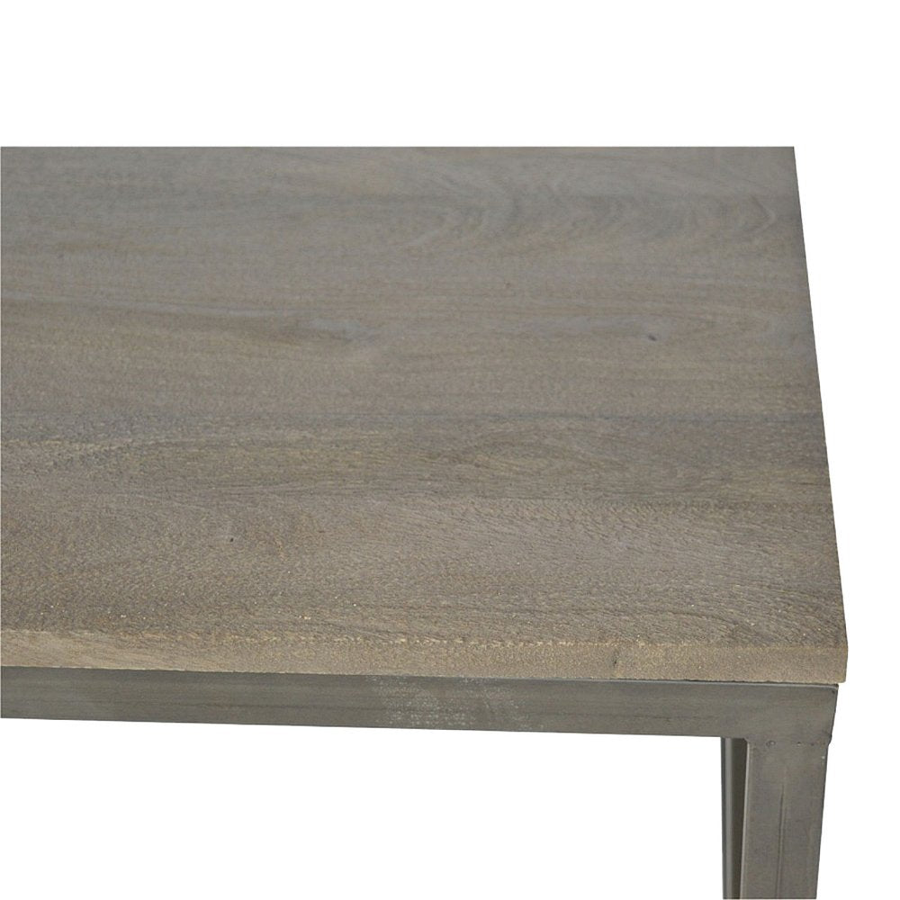 43" Natural and Black Solid Wood and Iron Coffee Table — view 5