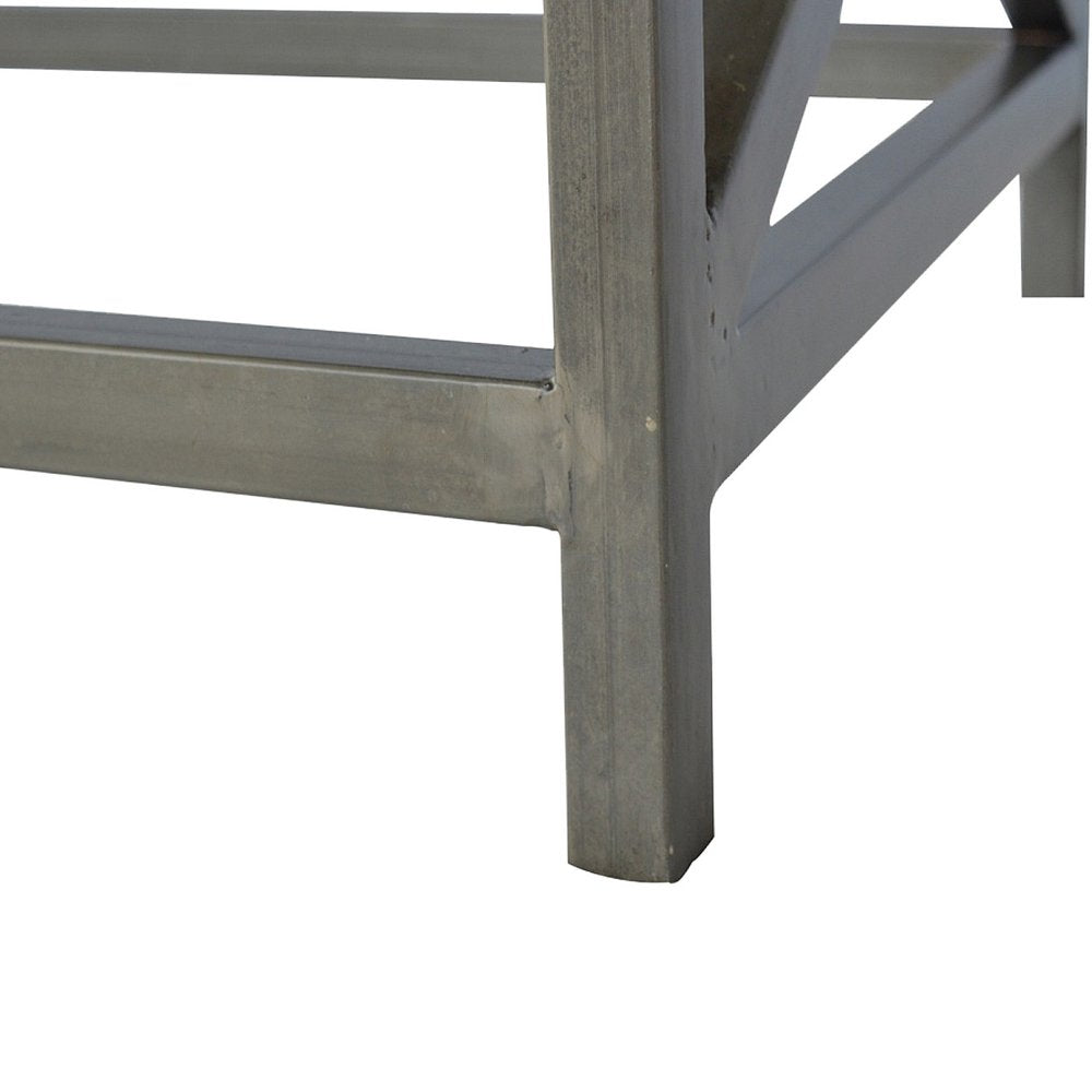 43" Natural and Black Solid Wood and Iron Coffee Table — view 6