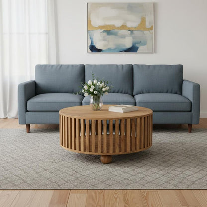 32" Oak Solid Wood Round Coffee Table HomeRoots