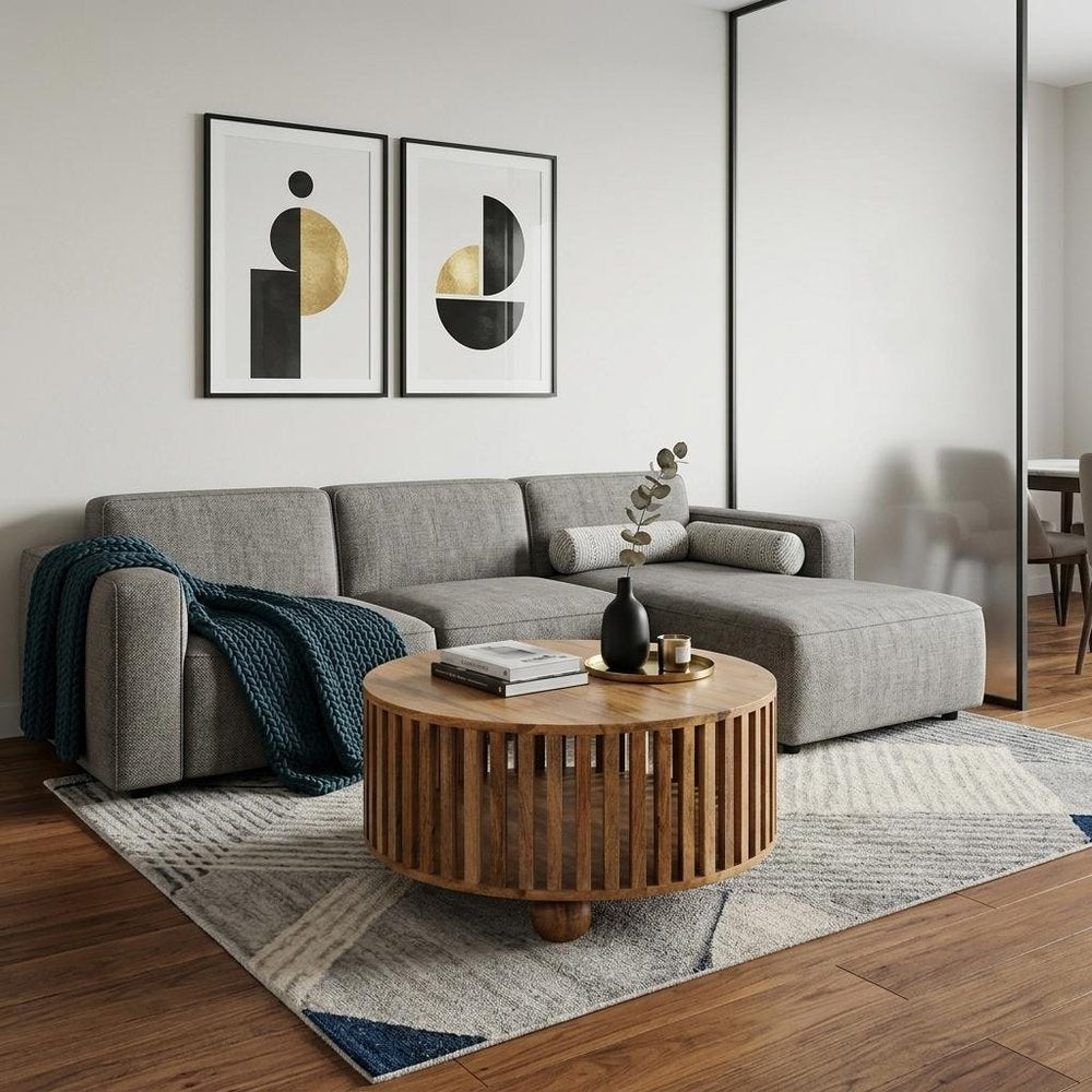 32" Oak Solid Wood Round Coffee Table — view 11