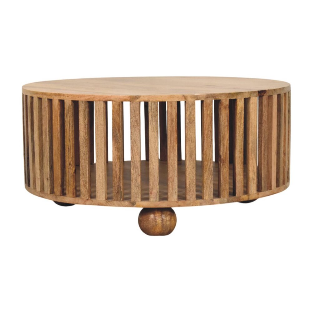 32" Oak Solid Wood Round Coffee Table HomeRoots