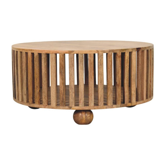 32" Oak Solid Wood Round Coffee Table