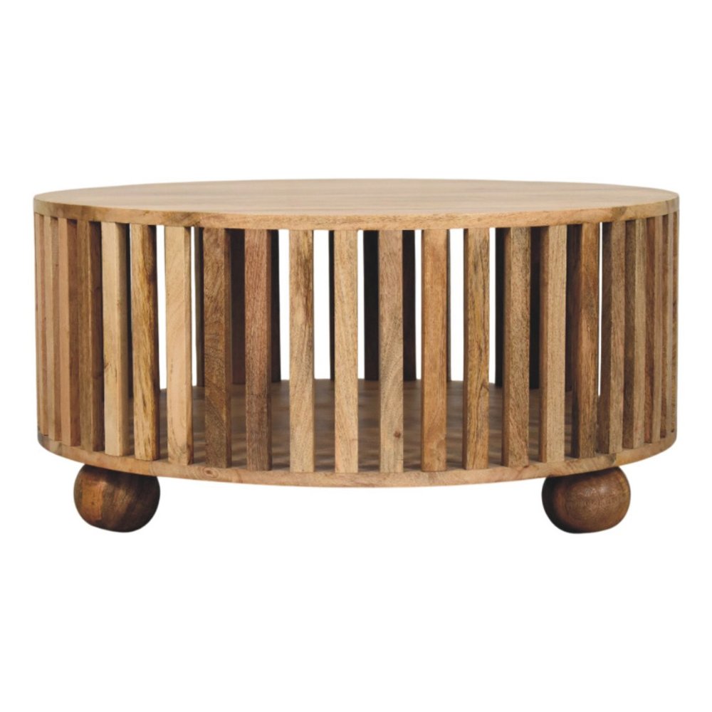 32" Oak Solid Wood Round Coffee Table — view 2