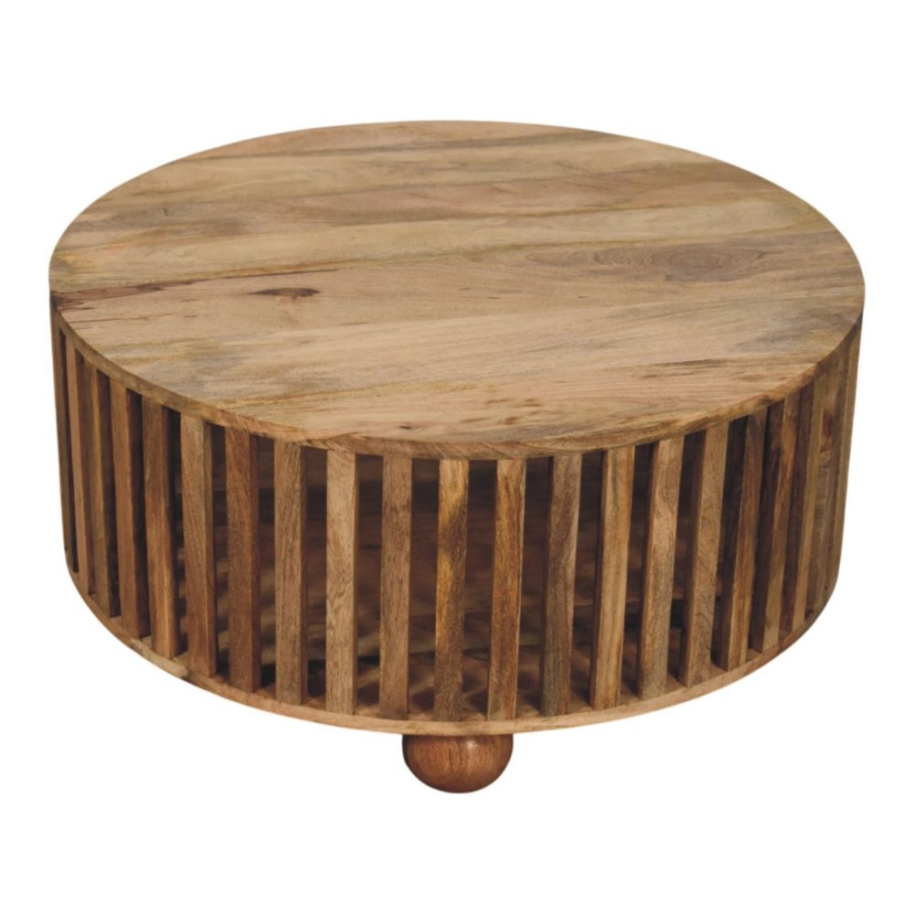 32" Oak Solid Wood Round Coffee Table — view 4