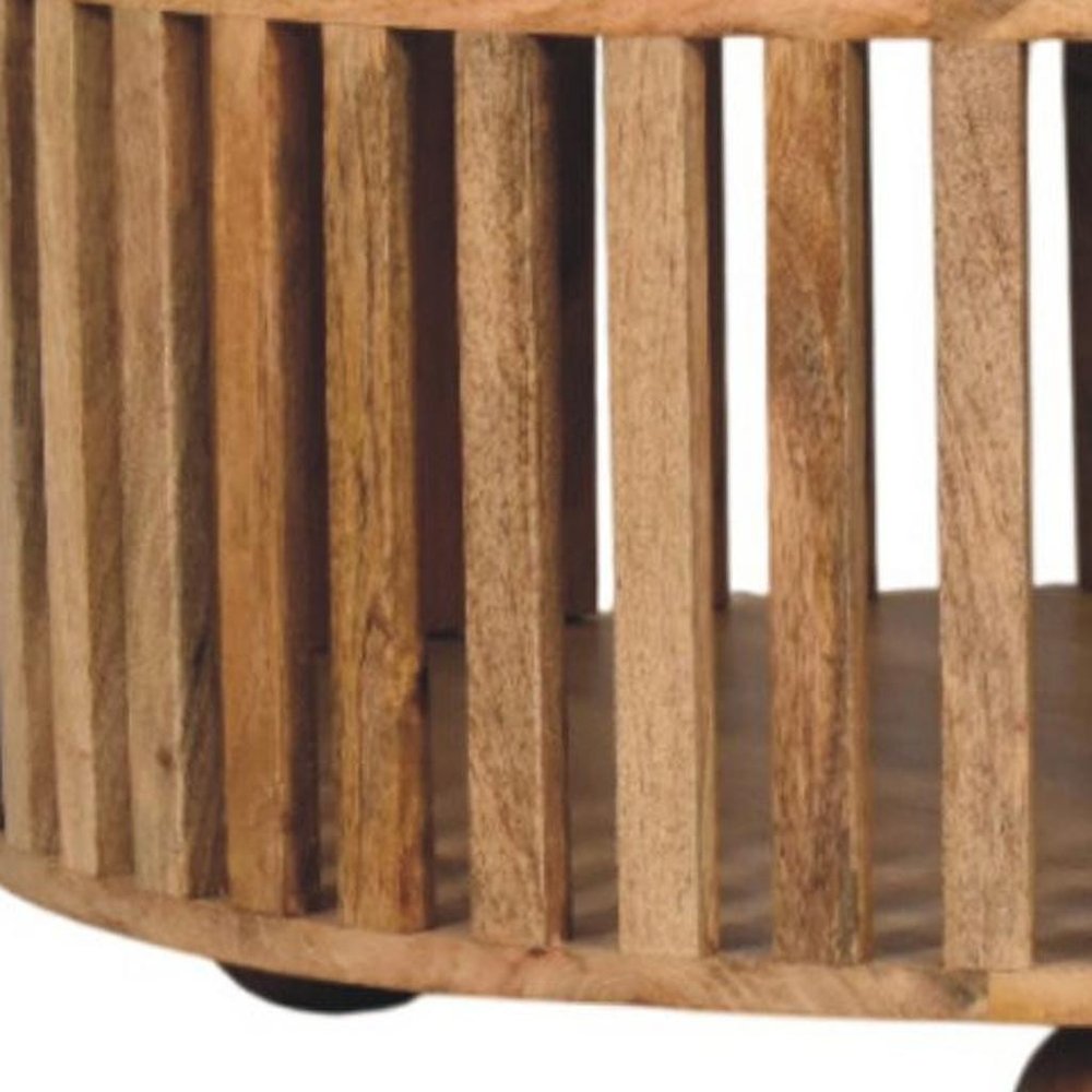 32" Oak Solid Wood Round Coffee Table HomeRoots