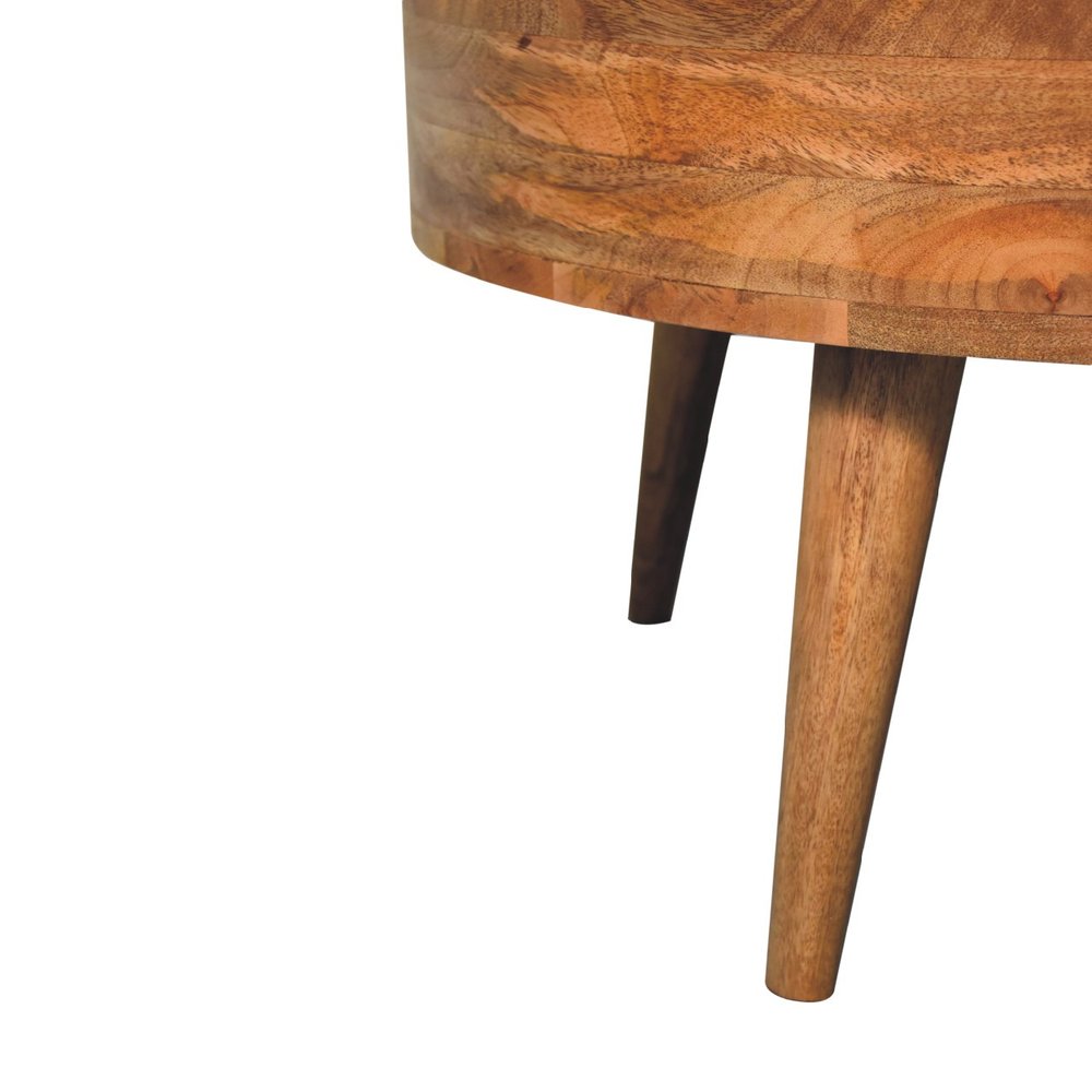 32" Oak Solid Wood Round Coffee Table With Drawer