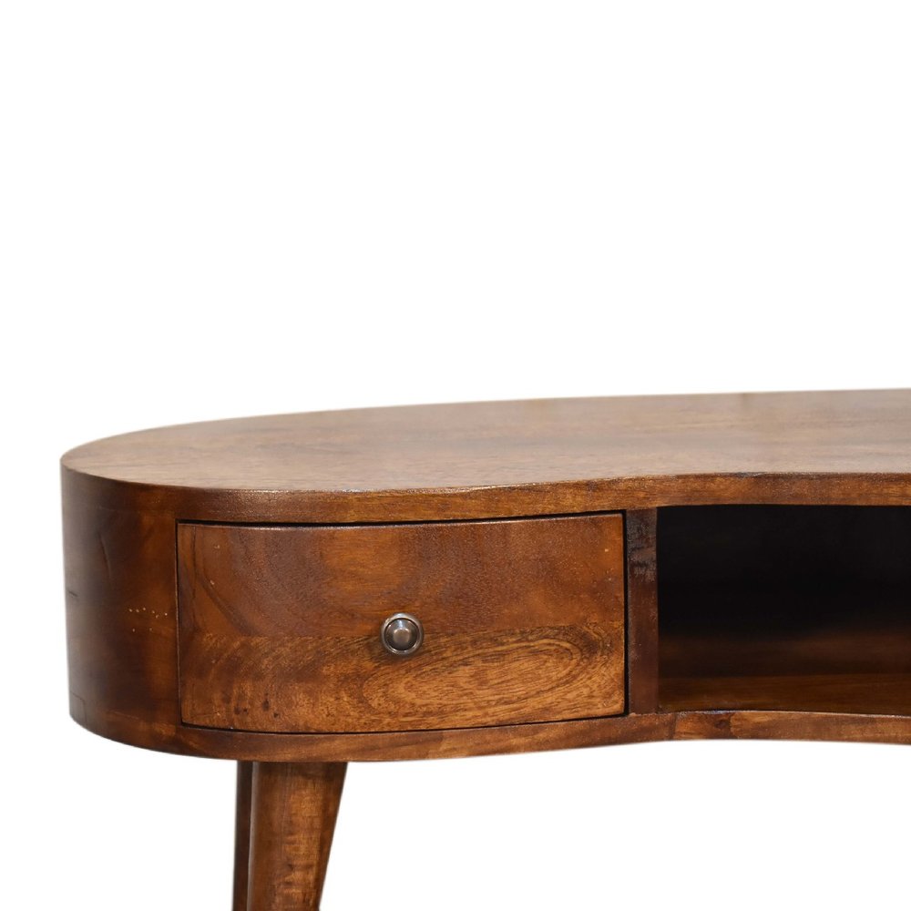 28" Chestnut Solid Wood Free Form Coffee Table With Drawer — view 4