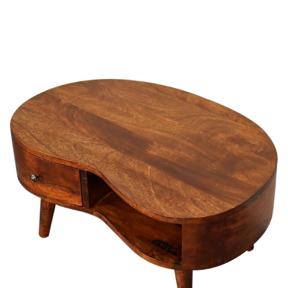 28" Chestnut Solid Wood Free Form Coffee Table With Drawer HomeRoots