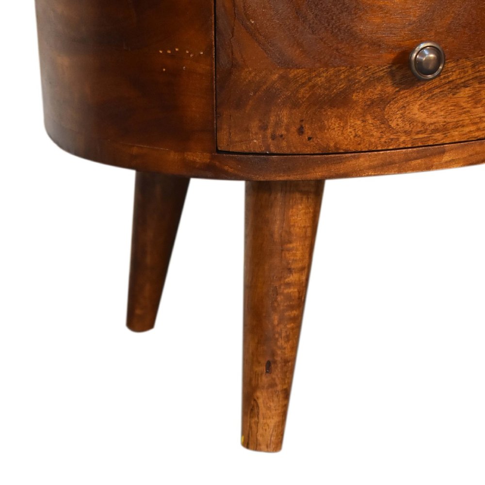 28" Chestnut Solid Wood Free Form Coffee Table With Drawer And Shelf HomeRoots