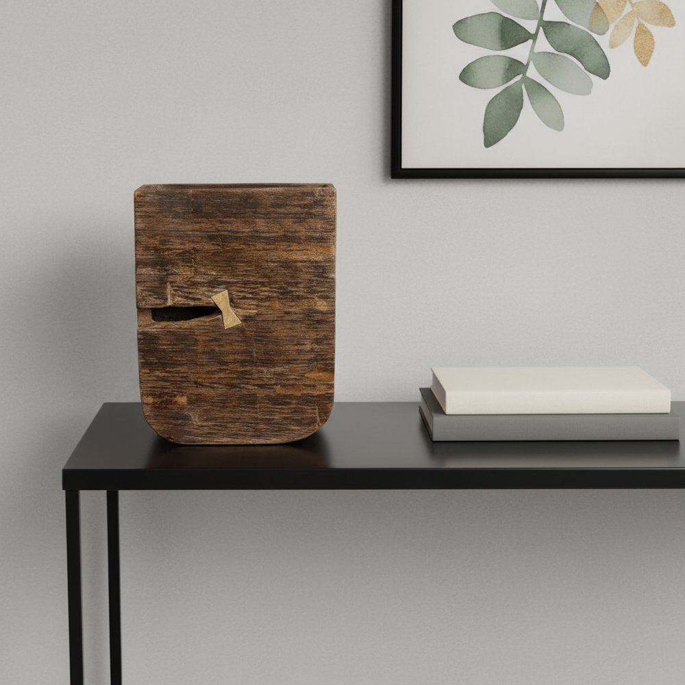 Brown Wood Pot Planter HomeRoots