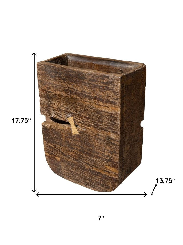 Brown Wood Pot Planter HomeRoots