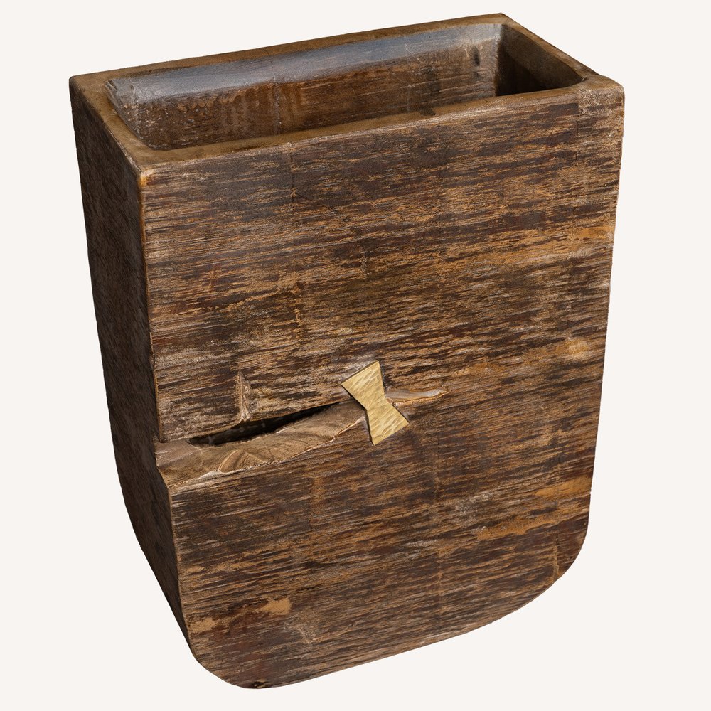 Brown Wood Pot Planter HomeRoots