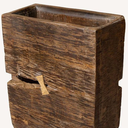 Brown Wood Pot Planter HomeRoots