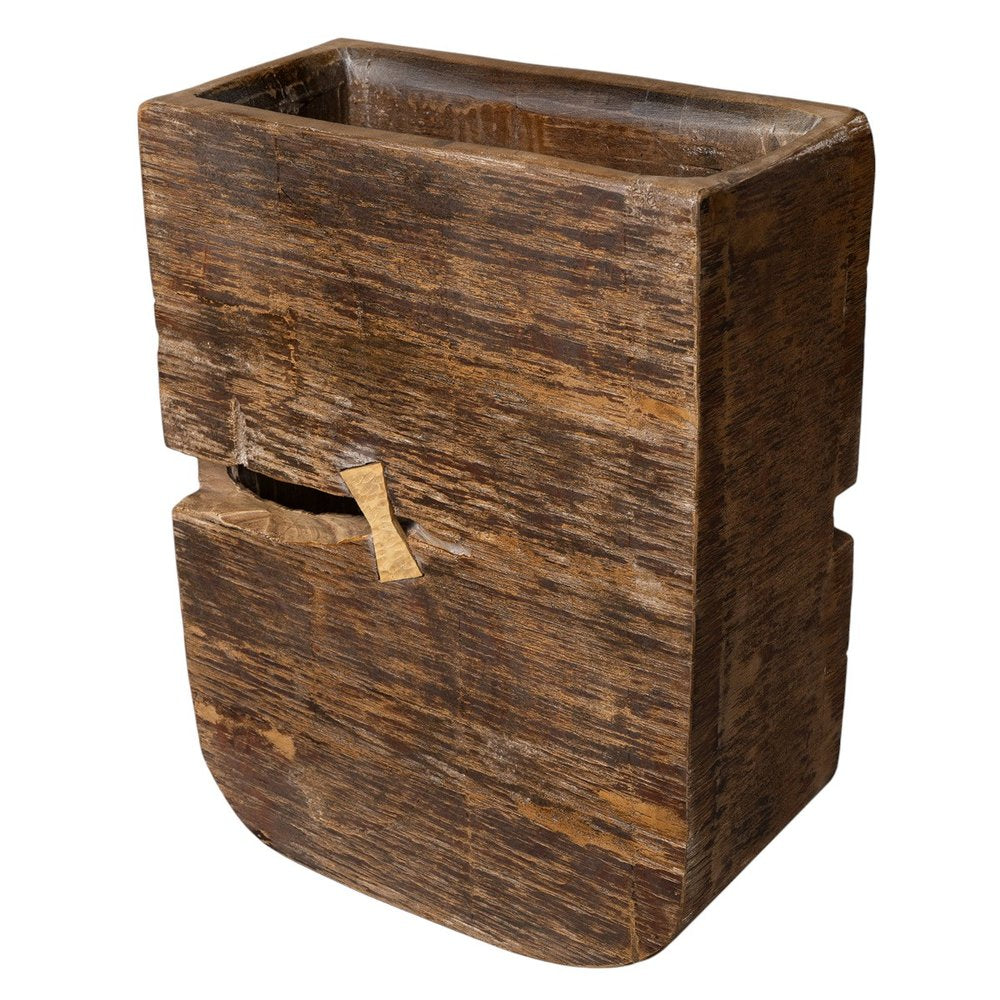 Brown Wood Pot Planter HomeRoots