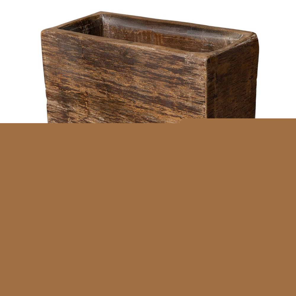 Brown Wood Pot Planter HomeRoots