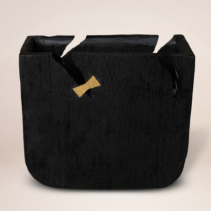 Black Wood Square Pot Planter HomeRoots