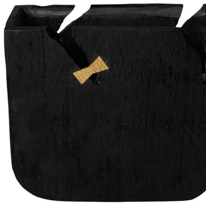 Black Wood Square Pot Planter HomeRoots