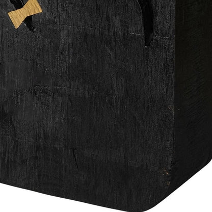 Black Wood Square Pot Planter HomeRoots