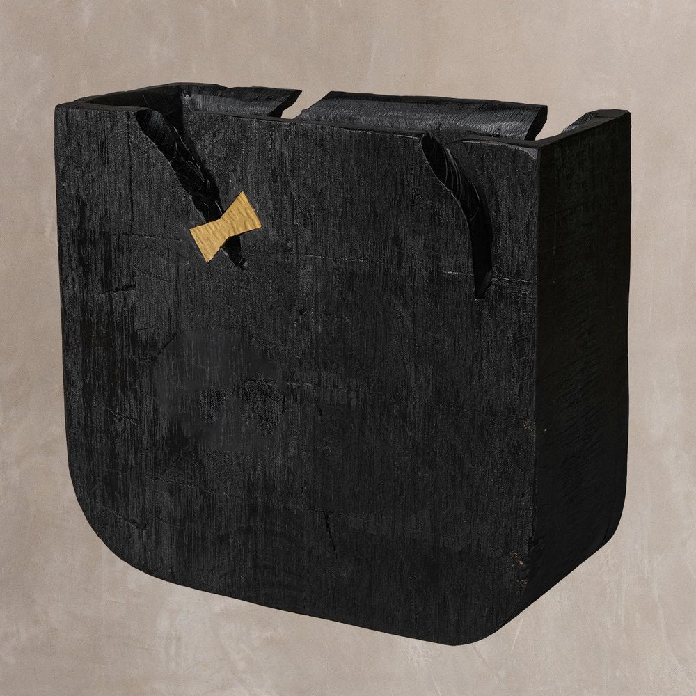 Black Wood Square Pot Planter HomeRoots