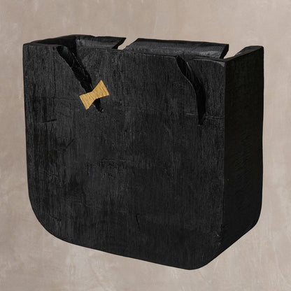 Black Wood Square Pot Planter HomeRoots