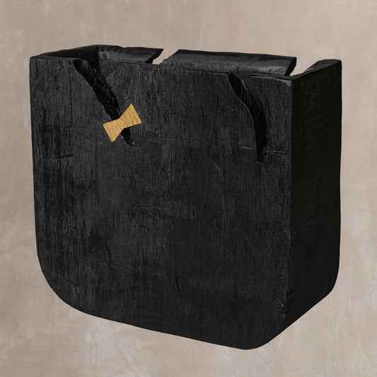 Black Wood Square Pot Planter HomeRoots
