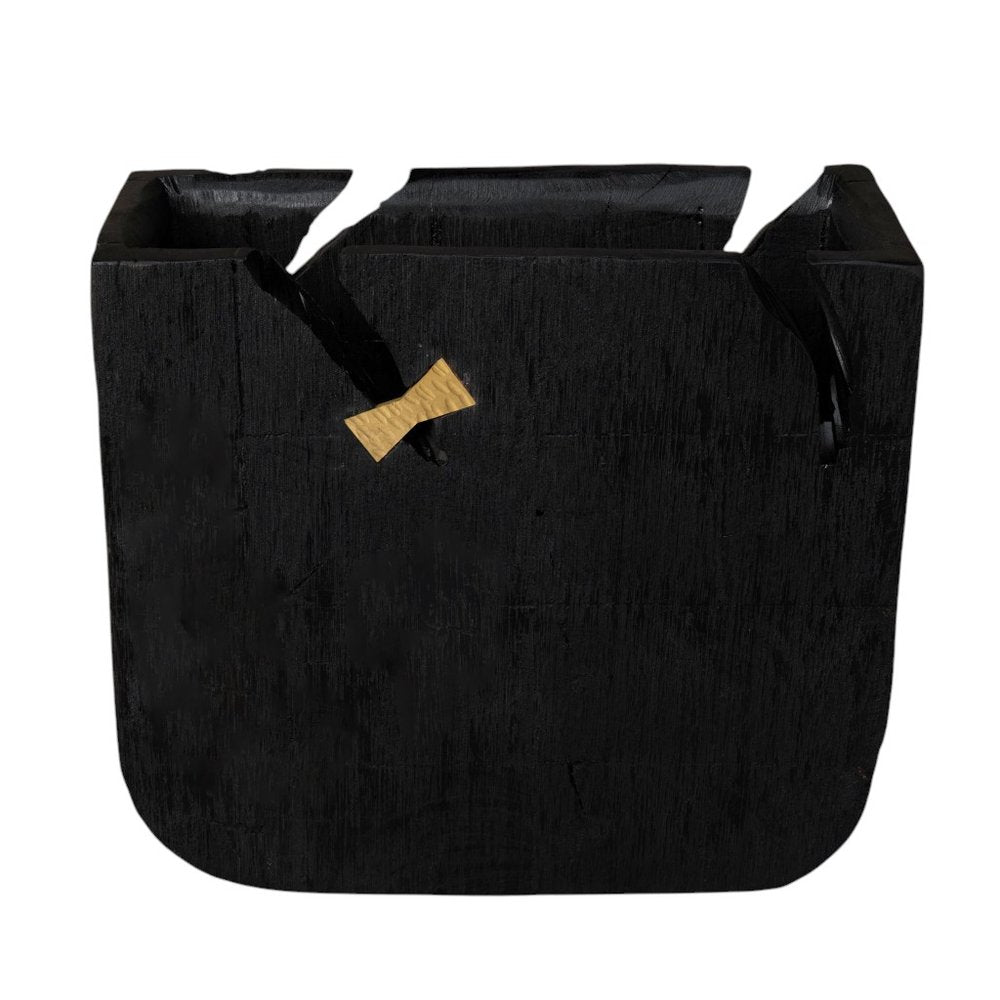 Black Wood Square Pot Planter HomeRoots