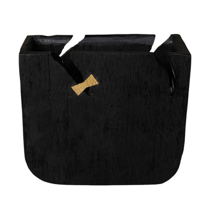 Black Wood Square Pot Planter HomeRoots