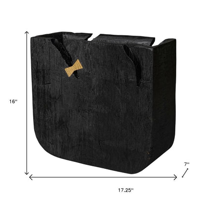 Black Wood Square Pot Planter HomeRoots