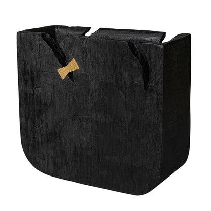 Black Wood Square Pot Planter HomeRoots