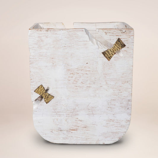White Wood Pot Planter HomeRoots