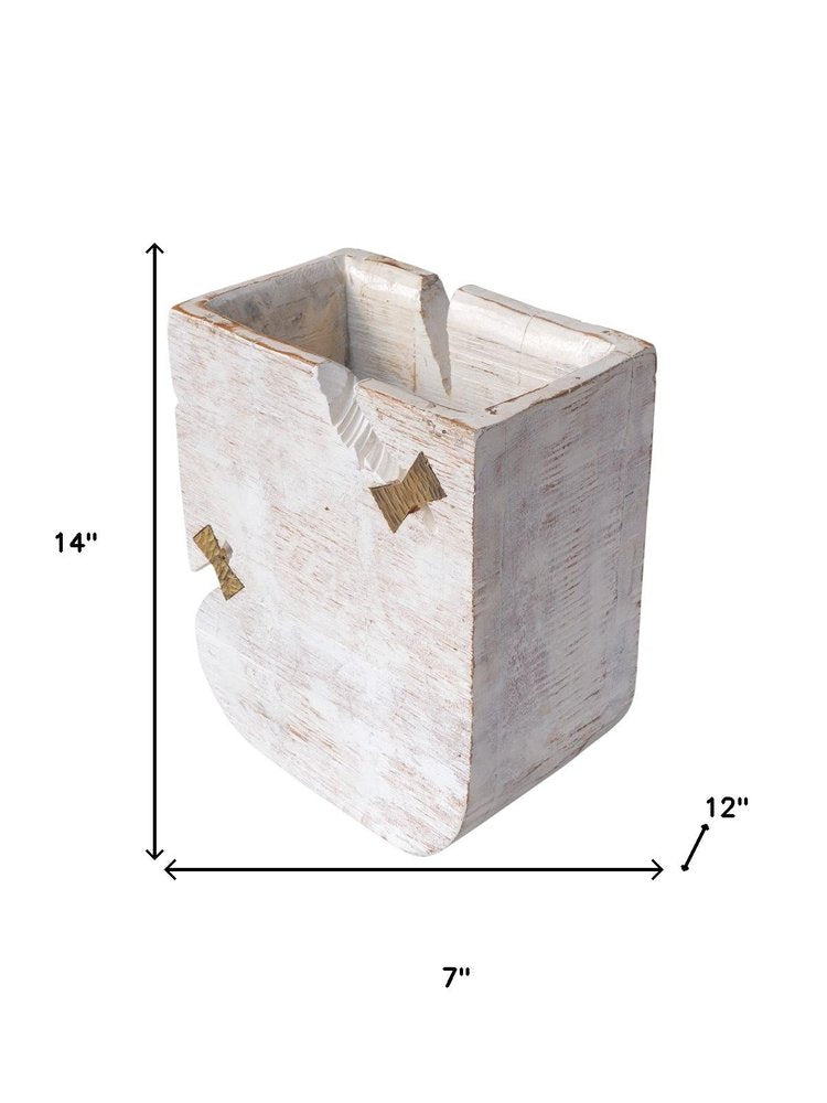 White Wood Pot Planter HomeRoots