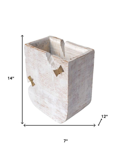 White Wood Pot Planter HomeRoots