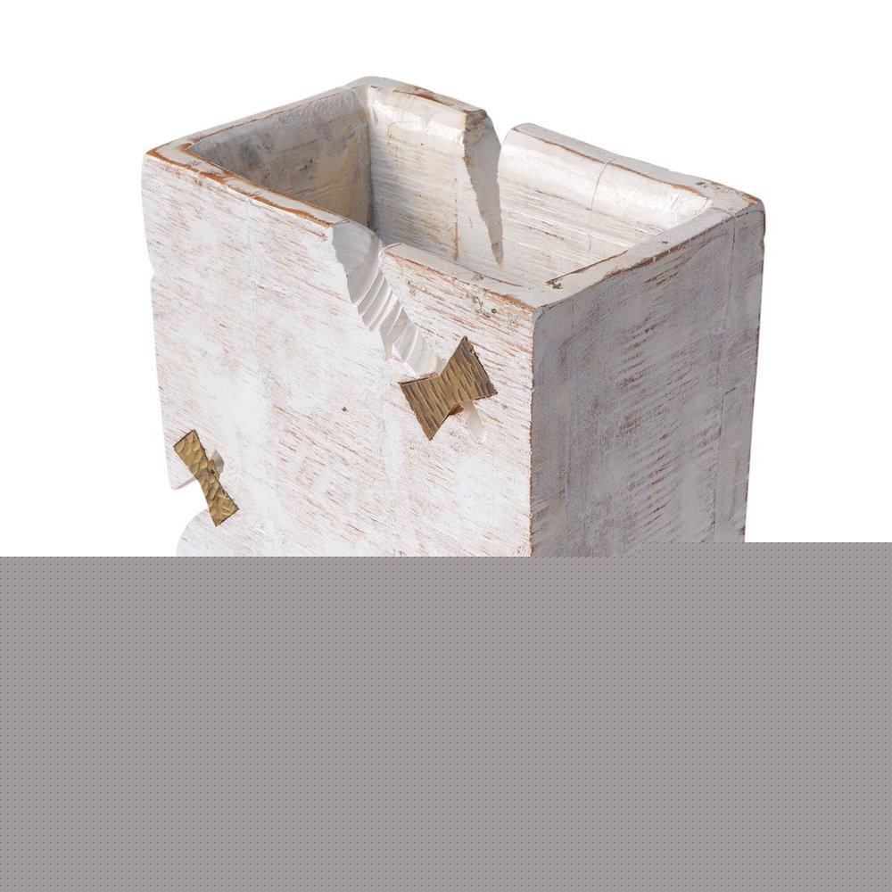White Wood Pot Planter HomeRoots
