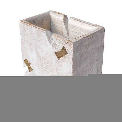 White Wood Pot Planter HomeRoots