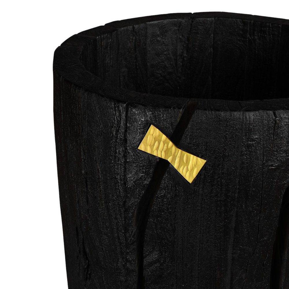 Black Wood Pot Planter HomeRoots