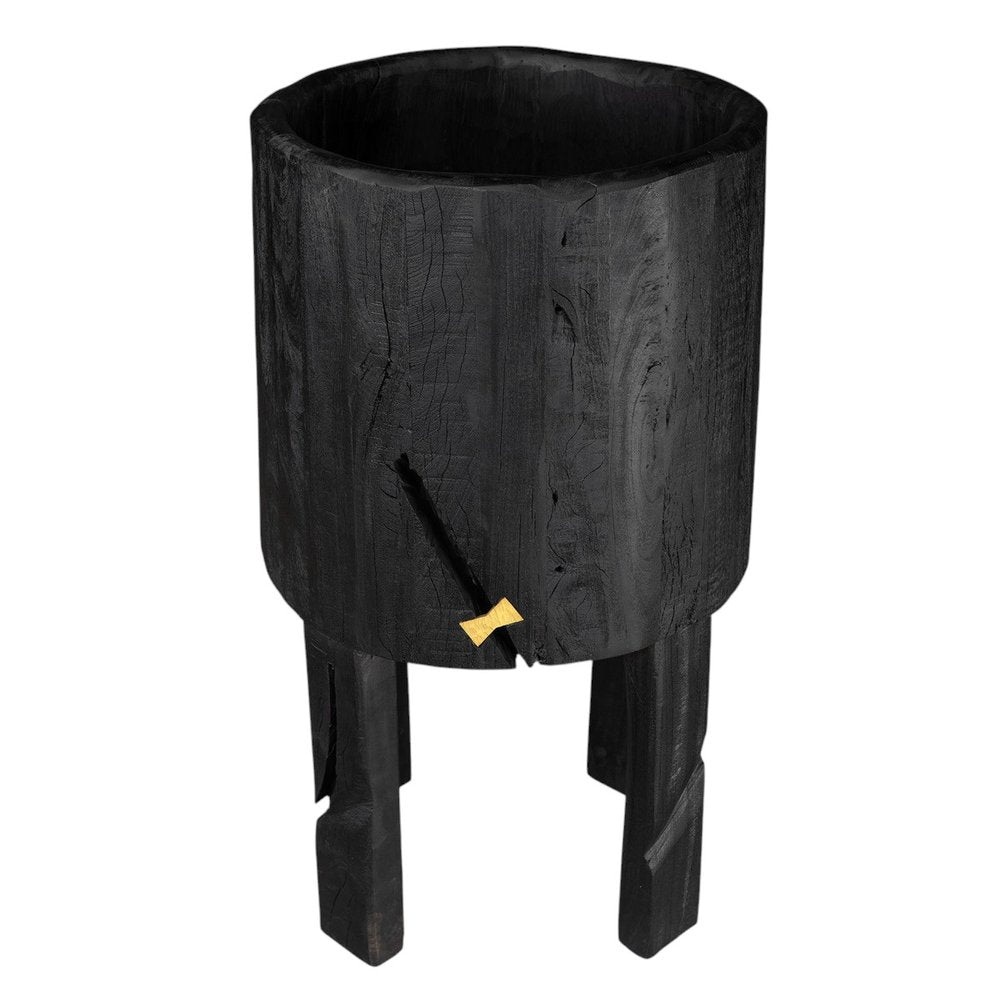 Black Wood Pot Planter HomeRoots