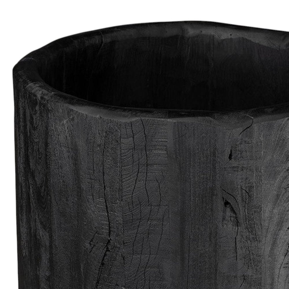 Black Wood Pot Planter HomeRoots