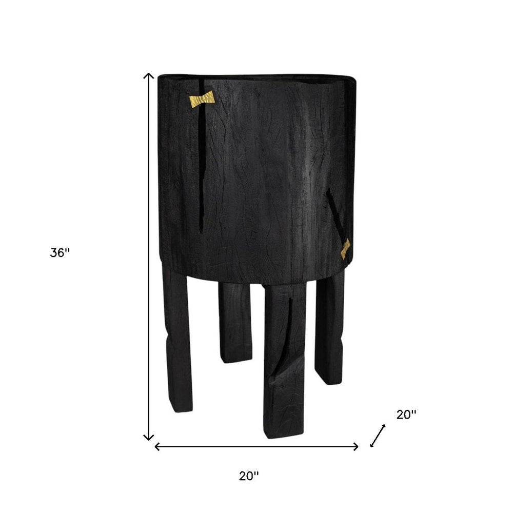 Black Wood Pot Planter HomeRoots