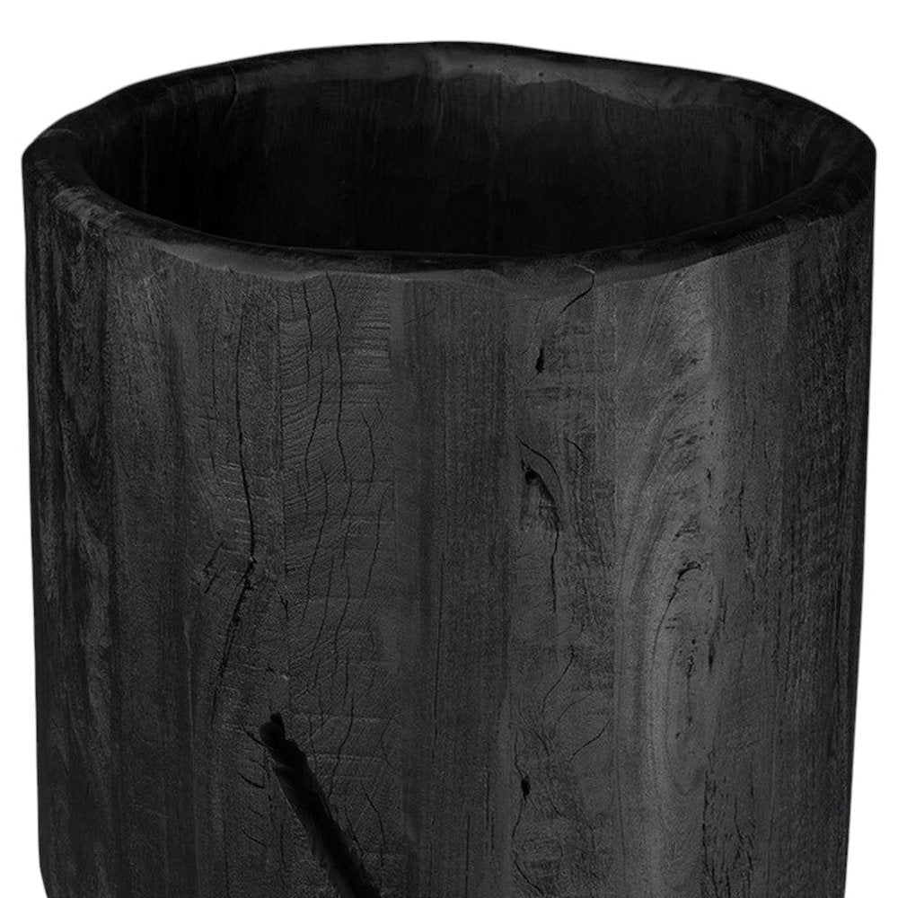 Black Wood Pot Planter HomeRoots