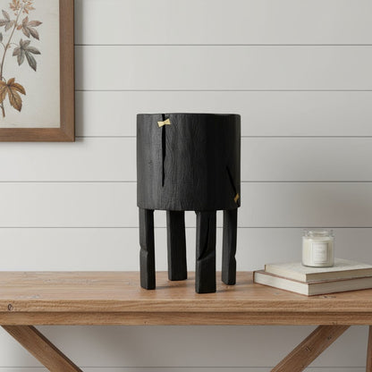 Black Wood Pot Planter HomeRoots