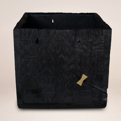 Black Wood Square Pot Planter HomeRoots