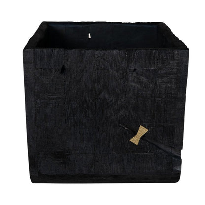 Black Wood Square Pot Planter HomeRoots