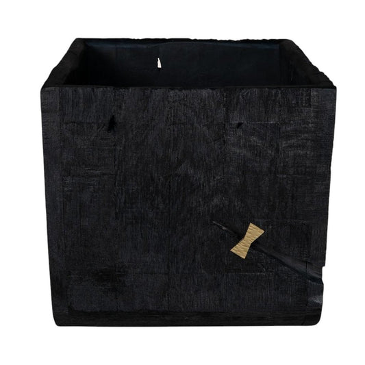 Black Wood Square Pot Planter HomeRoots