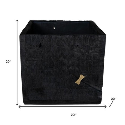 Black Wood Square Pot Planter HomeRoots