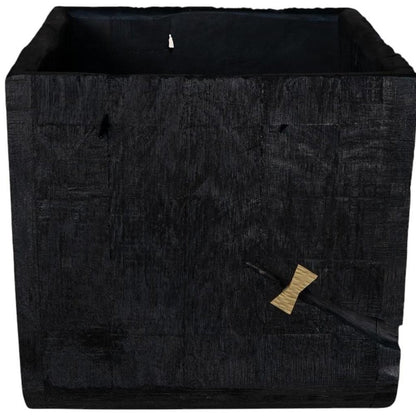Black Wood Square Pot Planter HomeRoots