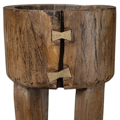 Brown Wood Pot Planter HomeRoots
